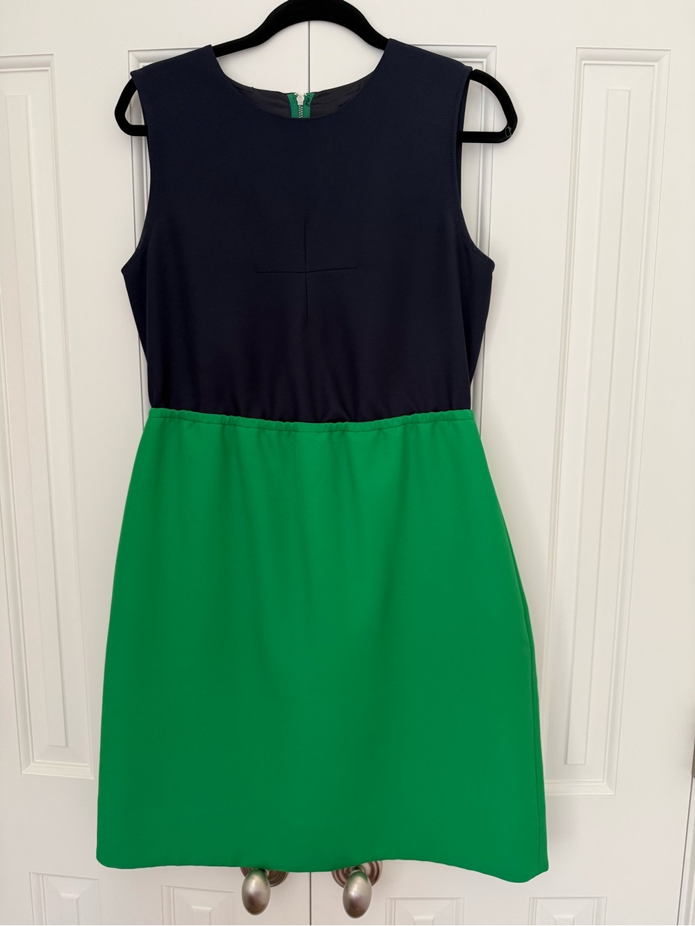 Sleeveless Colorblock Fit-and-Flare Dress in Navy and Green by Marc Jacobs